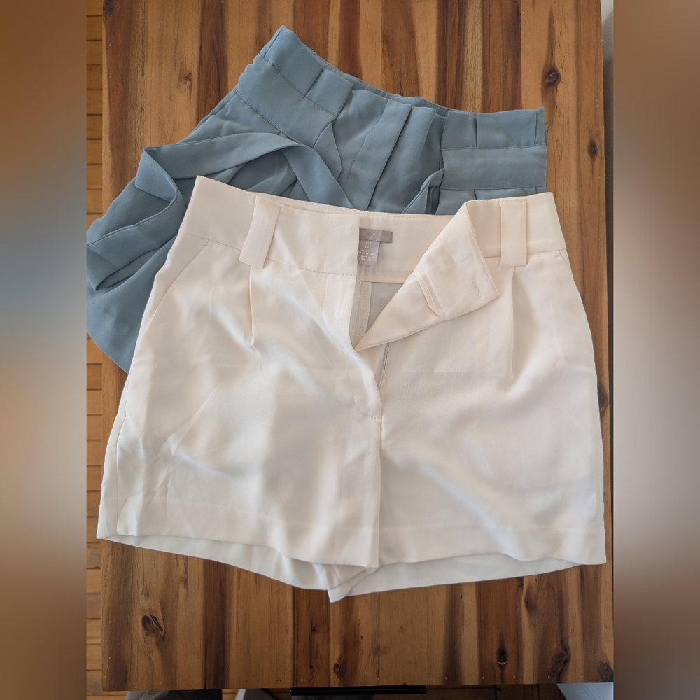 H&M High Waist Shorts Lot in Cream and Blue